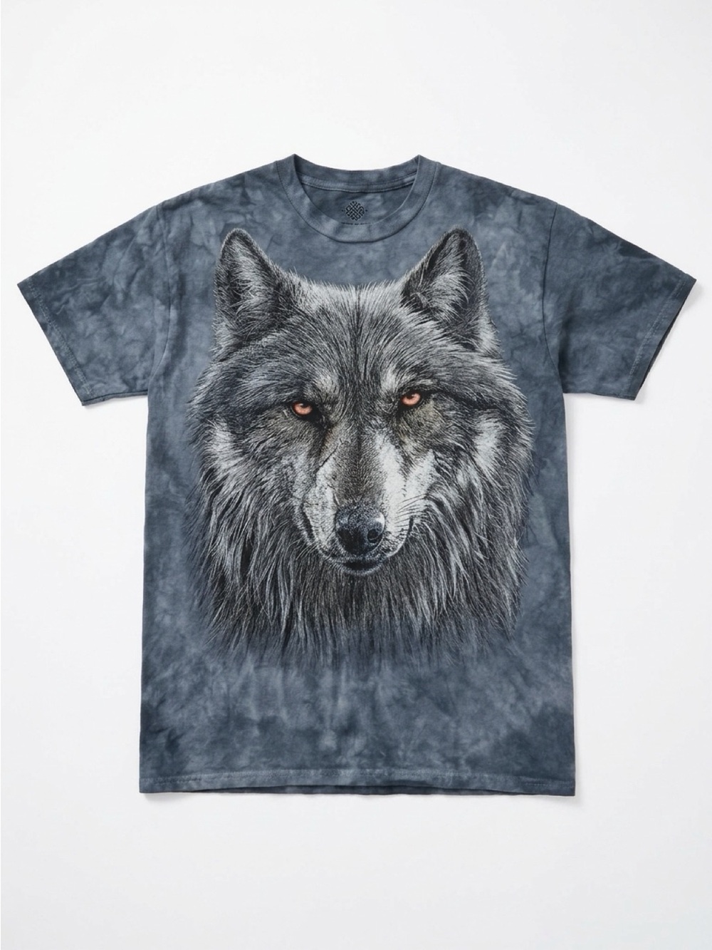 The Mountain Gray/Blue Tie-Dye Wolf Face Graphic T-Shirt - Size Medium